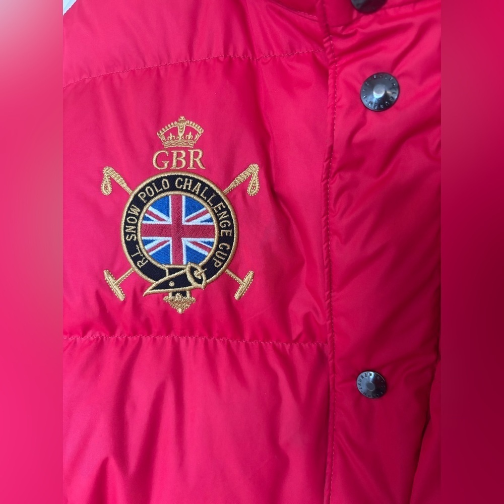 Polo Ralph Lauren RL Britain Snow Ski Cup IV Red White Stripe Down Puffer Jacket - Picture 7 of 15